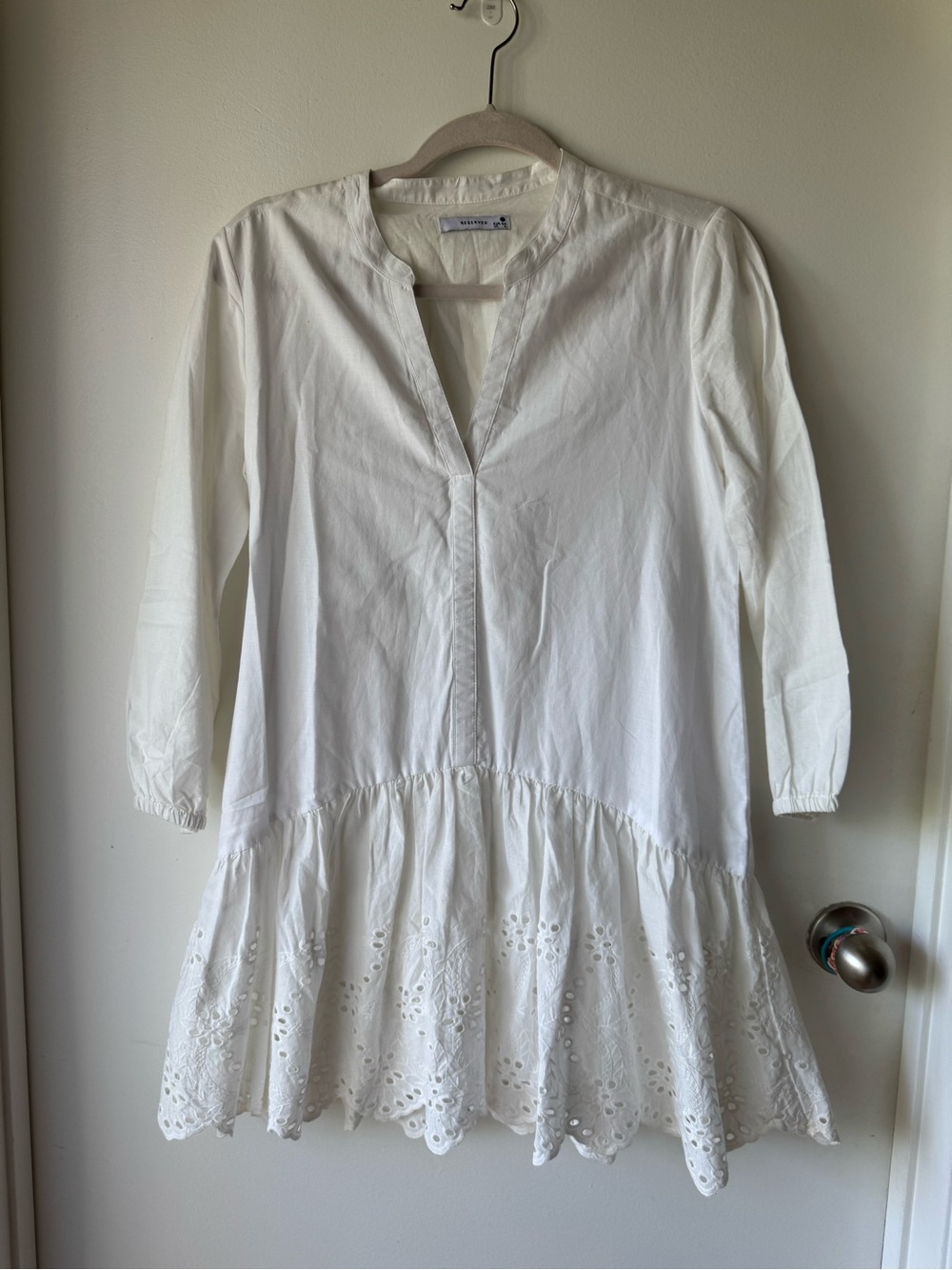 Girls White V-Neck Lightweight Tunic dress XS